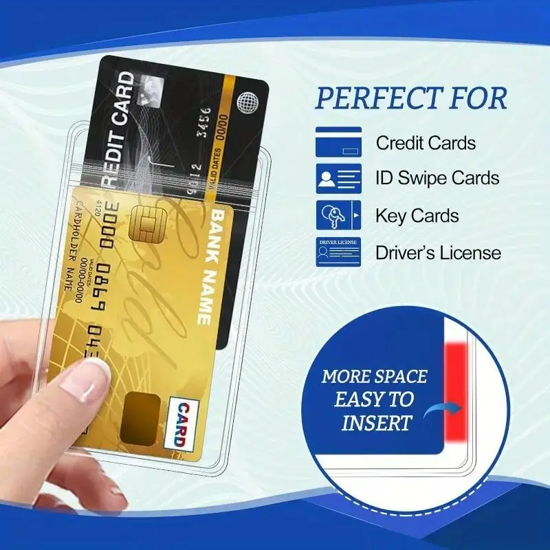 Clip transparent imperméable pour cartes, housse de protection en plastique, housse de protection pour cartes bancaires, portefeuille pour cartes d'identité