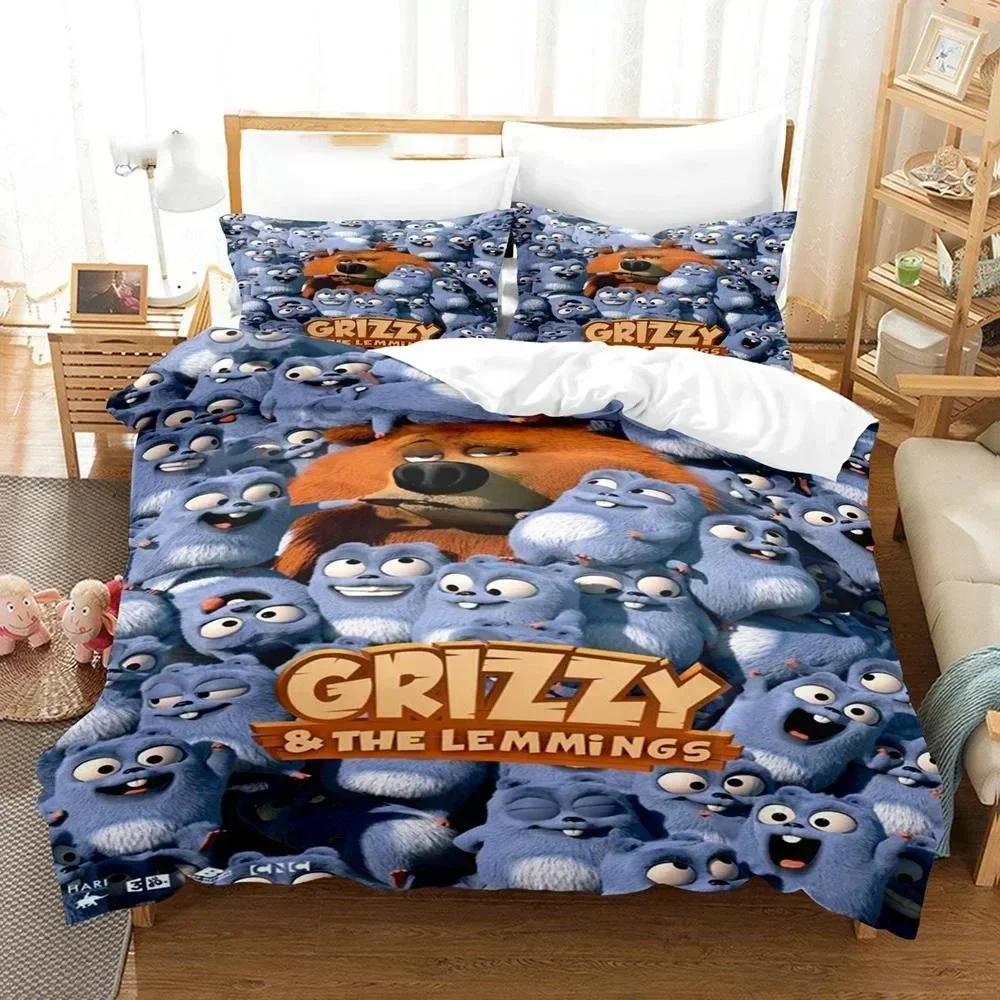 

3D Printed Grizzy N Lemmings Bedding Set Duvet Cover Sheet Printed Bed Set Pillowcase Bed Full Queen King Size Comforter Bedroom