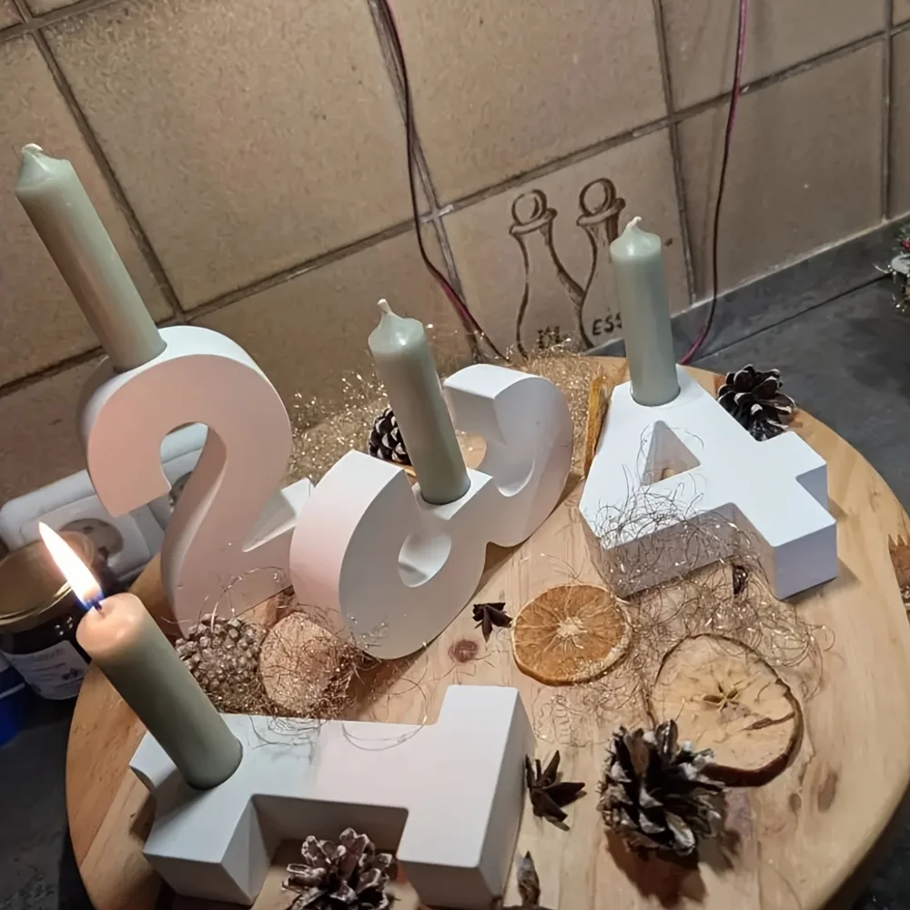 Reusable Non-Electric Silicone Mold for Candle Holders & Numbered Candles - Compatible for Resin, Cement, Gypsum Crafts