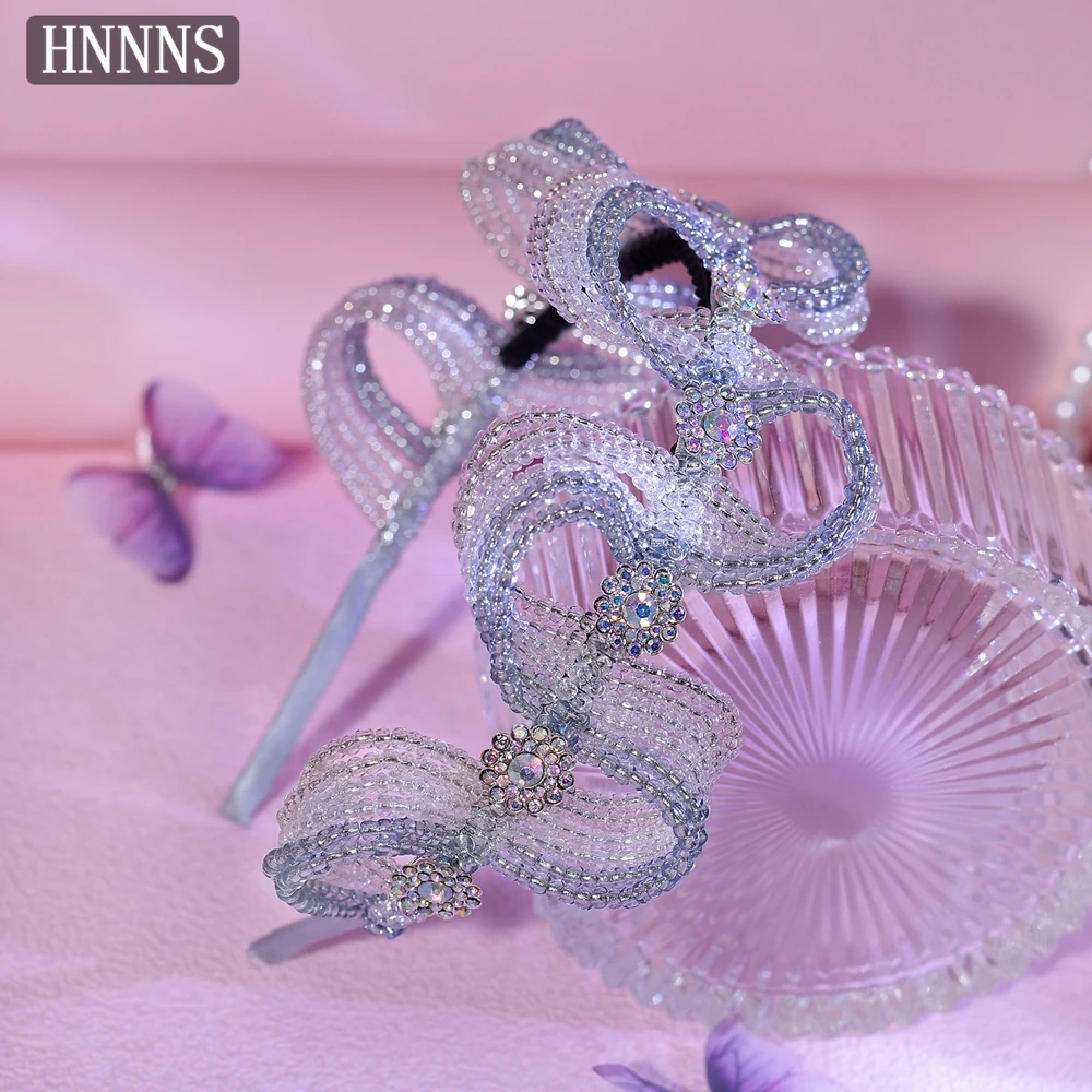 

HNNNS Crystal Woven Headband Elegant Wavy Hairband Shiny Fashion Headpiece Hair Accessories Women's Evening Dress Headdress A349