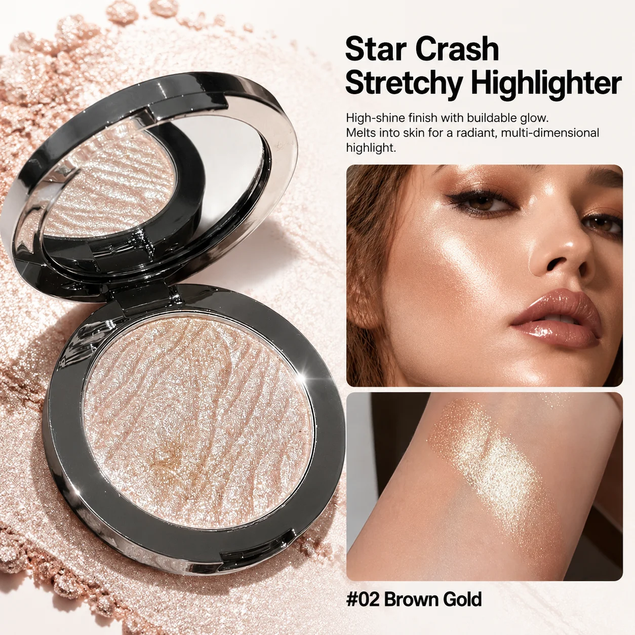 Faiccia Elf Glow Highlighter-Puder, talkfrei, schimmerndes Finish, mehrere Pastelltöne, langanhaltend, aufhellendes Gesichts-Make-up – Detail 3