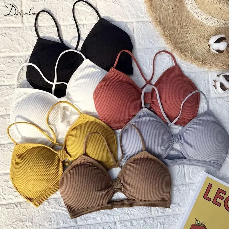 1pc Women Tube Top Bralette Female Underwear Sexy Sling Tops Bra Girl Comfort Underwear Push Up Bra Gathered T-Back Sports Bra