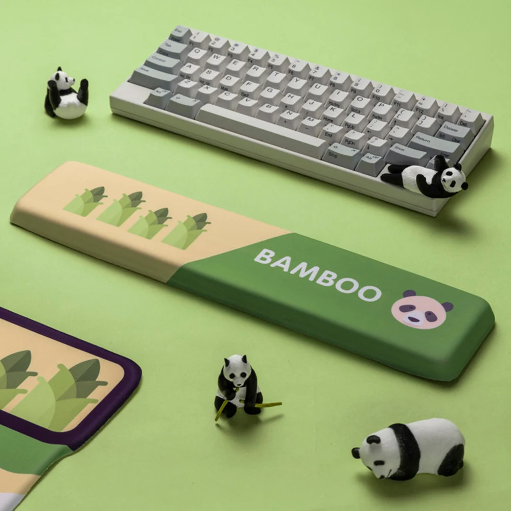 Wrist Rest Mechanical Keybord Hand Pad China Panda Bamboo Design Memory Foam PU Non-slip Comfortable Mouse Pad view 5