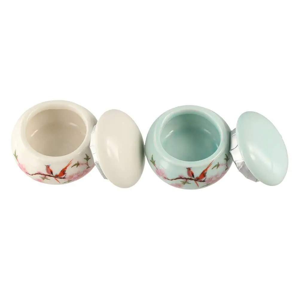 1Pc Vintage Glaze Ceramic Jars with Lid Portable Liquid Powder Ceramic Cup Moisture-proof Cosmetics Storage Container