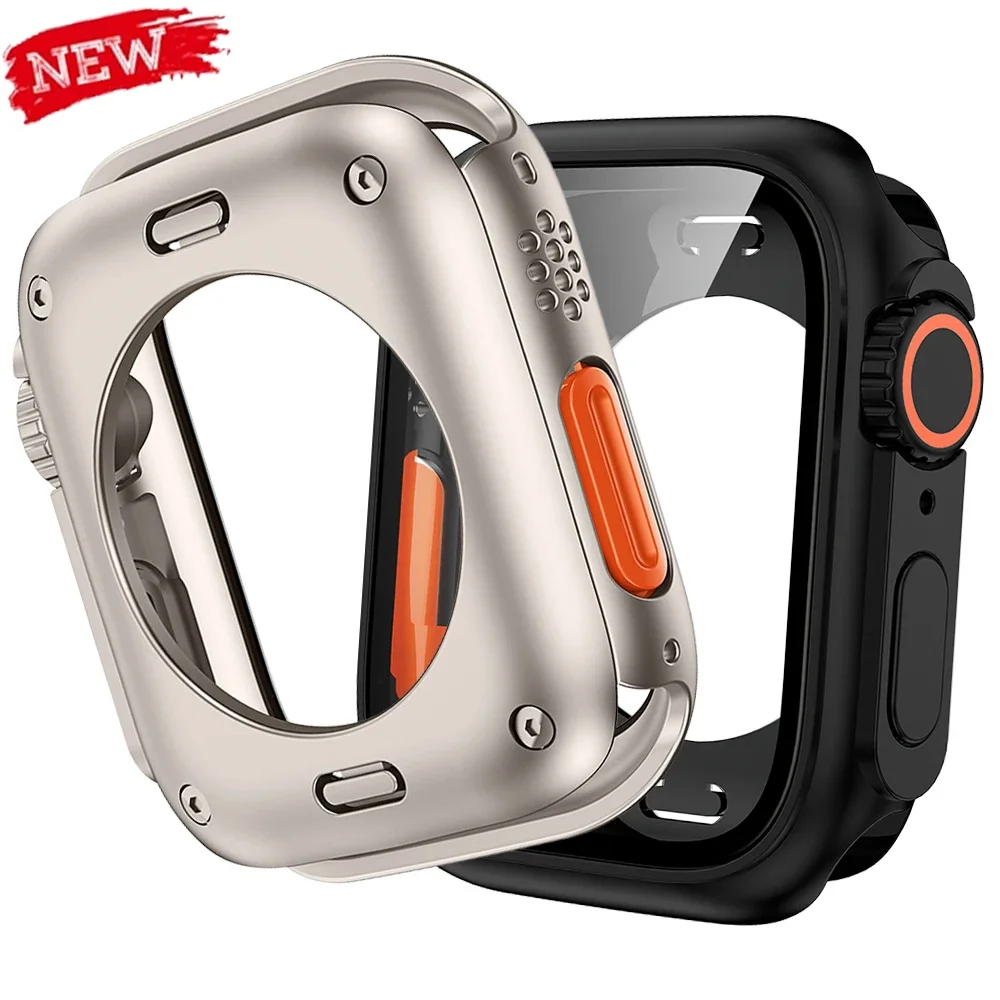 

Чехол для ПК для Apple Watch 46 мм 41/45 мм 40/44 мм Защитная пленка для экрана Жесткая обложка Задний бампер IWatch 10 9 8 7 6 Обновление Сменение на ультра