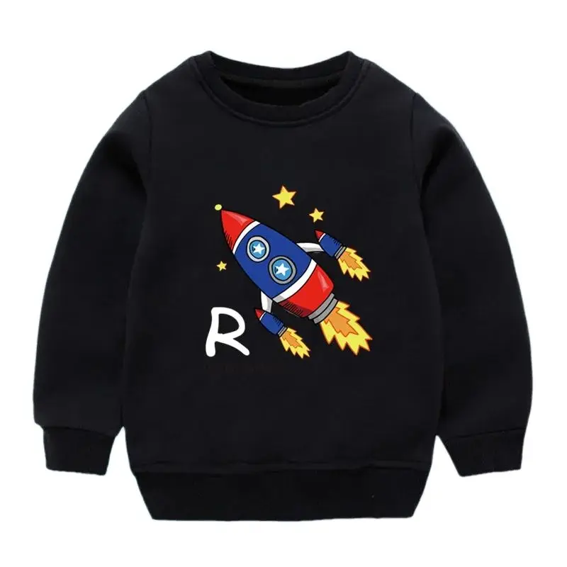 

Children's Rockets Print Boys Cotton Sweatshirt Toddler Kids Pullover Tops Autumn Spring Long Sleeve Clothes