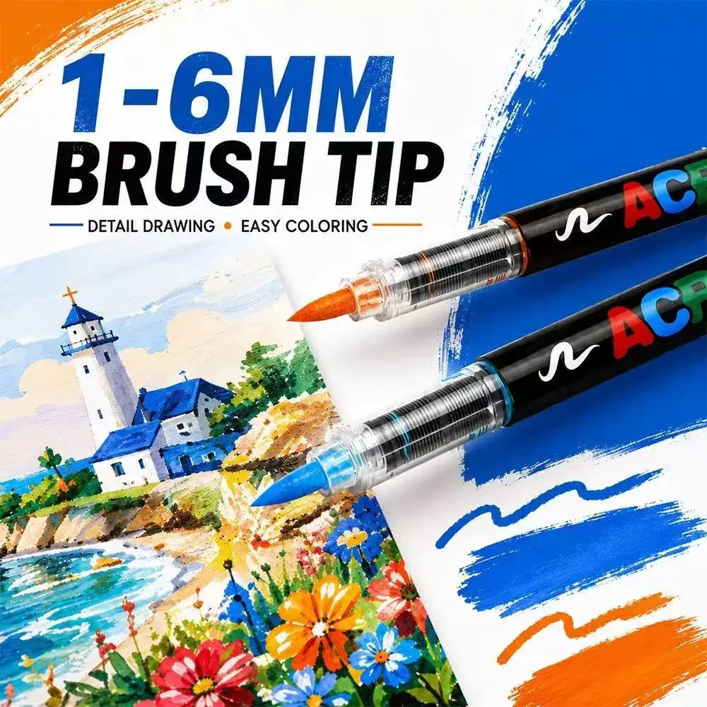 Bview Art 466-Color Refillable Soft-Tip Acrylic Marker Set In Suitcase Non Bleed Art Pens For Student DIY Journaling Doodling
