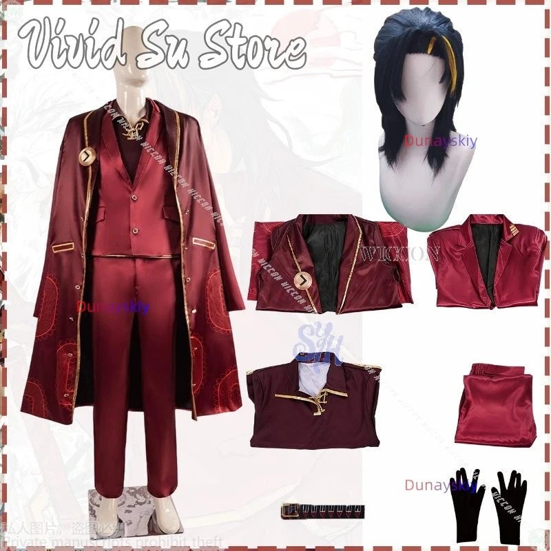limbus-company-cosplay-lei-heng-costume-anime-jeu-papa-beau-uniforme-rouge-fonce-long-manteau-gilet-costume-perruques-fete-d'halloween-ssi