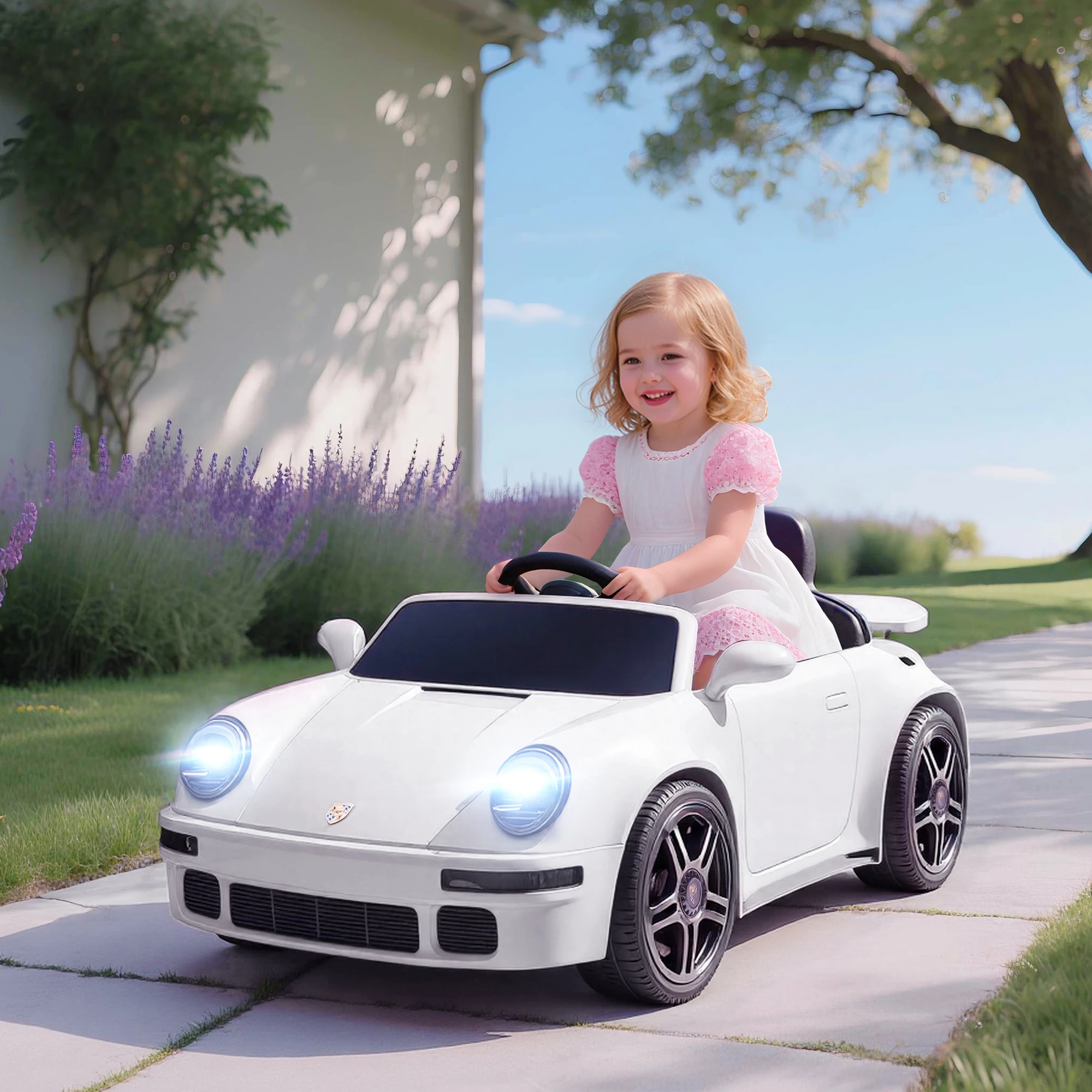 Elektrische kinderauto, 12V, elektrische auto, 2.4G afstandsbediening, koplamp, muziek, kinderspeelgoedauto, elektrische speelgoedauto - afbeelding 1