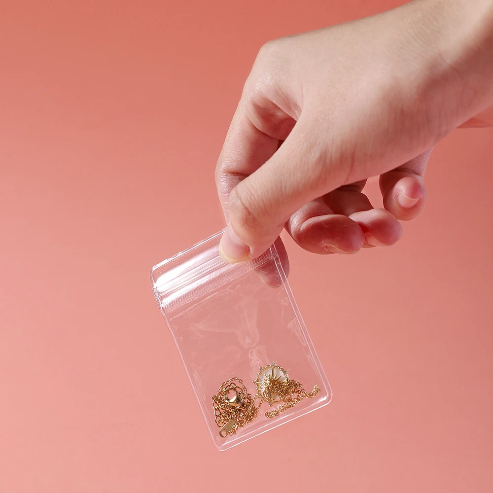 20-50 pezzi sacchetto di immagazzinaggio di gioielli in PVC trasparente per orecchini collana borse antiossidanti orecchini sacchetti di imballaggio organizzatore di gioielli