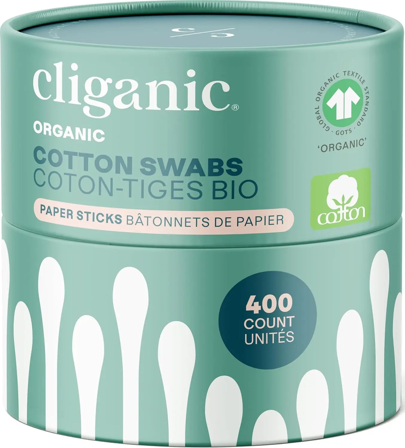 

Organic Cotton Swabs 400ct - Hypoallergenic, Chlorine-Free, Plastic-Free Paper Buds