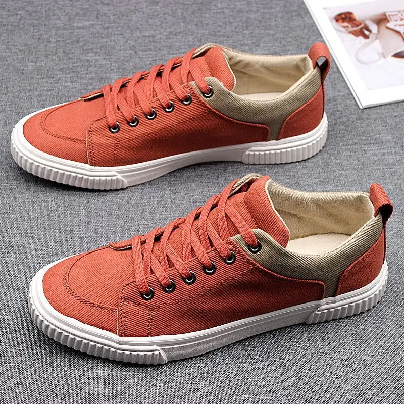 ZapatillasMen Spring Canvas Shoe New Breathable Lace Up Casual Men Versatile Flat Bottomed Cloth Shoe Anti Skateboard Shoe Tenis