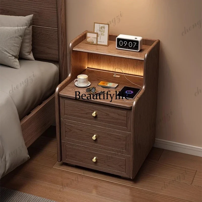 A68 Safe cabinet bedside table with fingerprint password bedroom Storage nightstands Nordic modern mesa de noche furniture