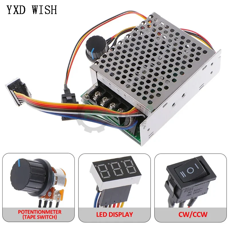 DC 10-55V 40A PWM Speed Controller DC Motor Digital Display 0~100% Adjustable Drive Module 12V 24V 36V 48V Motor Controller