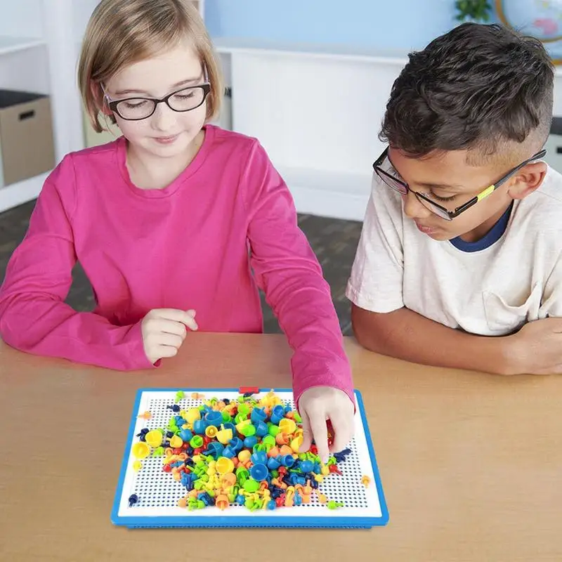 Mosaico pegboard para crianças brinquedos educativos de quebra-cabeça jogos 3d aprendizagem criativa brinquedos de quebra-cabeça 3d jogo para aniversário natal