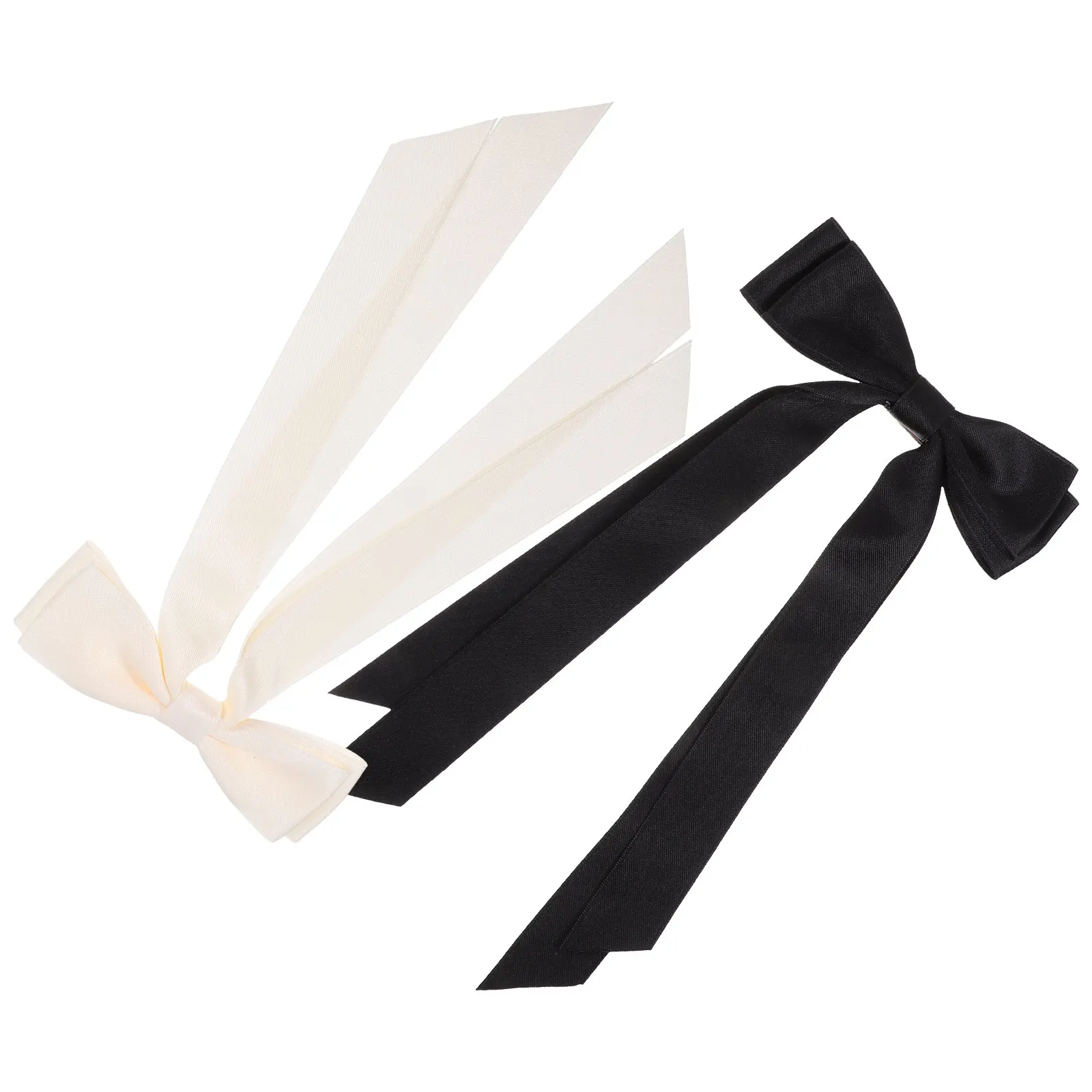 

2Pcs Double Layer Ribbon Hair Clips Large Bow Accessories for Women Girls Black Beige Long Hair Stylish Fashionable Bows