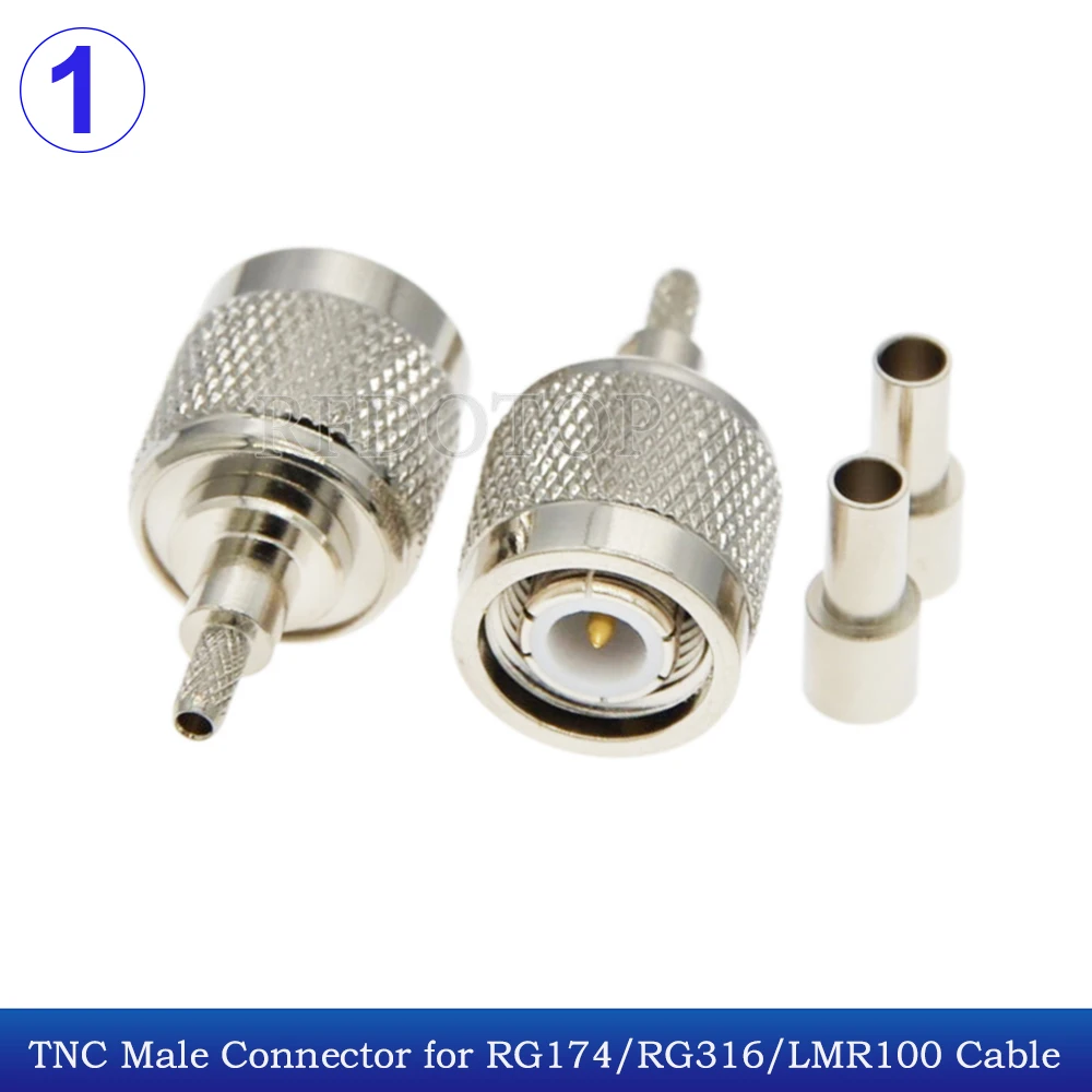 10Pcs/Lot TNC Male Male/TNC Female Jack TNC-1.5 Connector Crimp for RG174 RG316 LMR100 RF Cable Gold Plated 50 Ohm