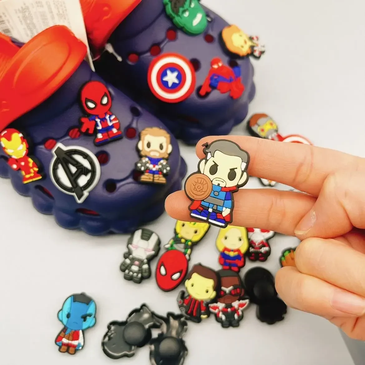 Marvel Super Hero Series Shoe Buckle Q Version DIY Croc Charms Accessories Sneakers Decoration Kids Party X-mas Birthday Gifts