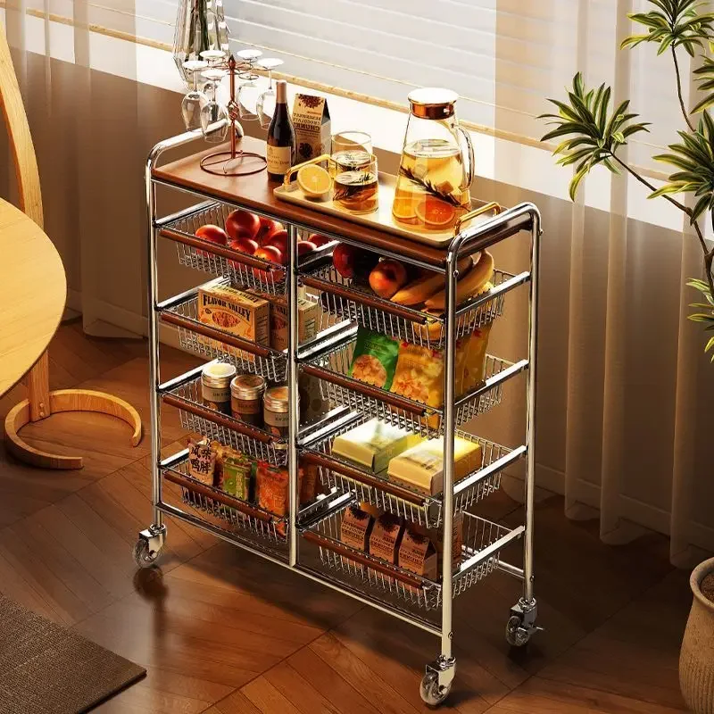 

Moveable Shelves Metallic Hanger Rack Storage Kitchen Utensils Placed on Wheels Organizer Furniture Environmentally Friendly