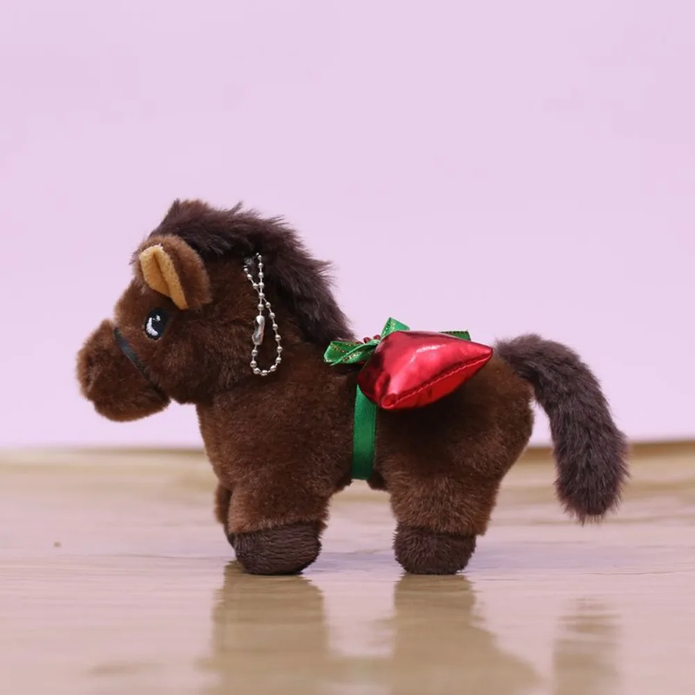 Chinese Style Vintage Pony Keychain Mascot PP Cotton Cartoon Animal Stuffed Fluffy Portable Chinese Horse Keyring