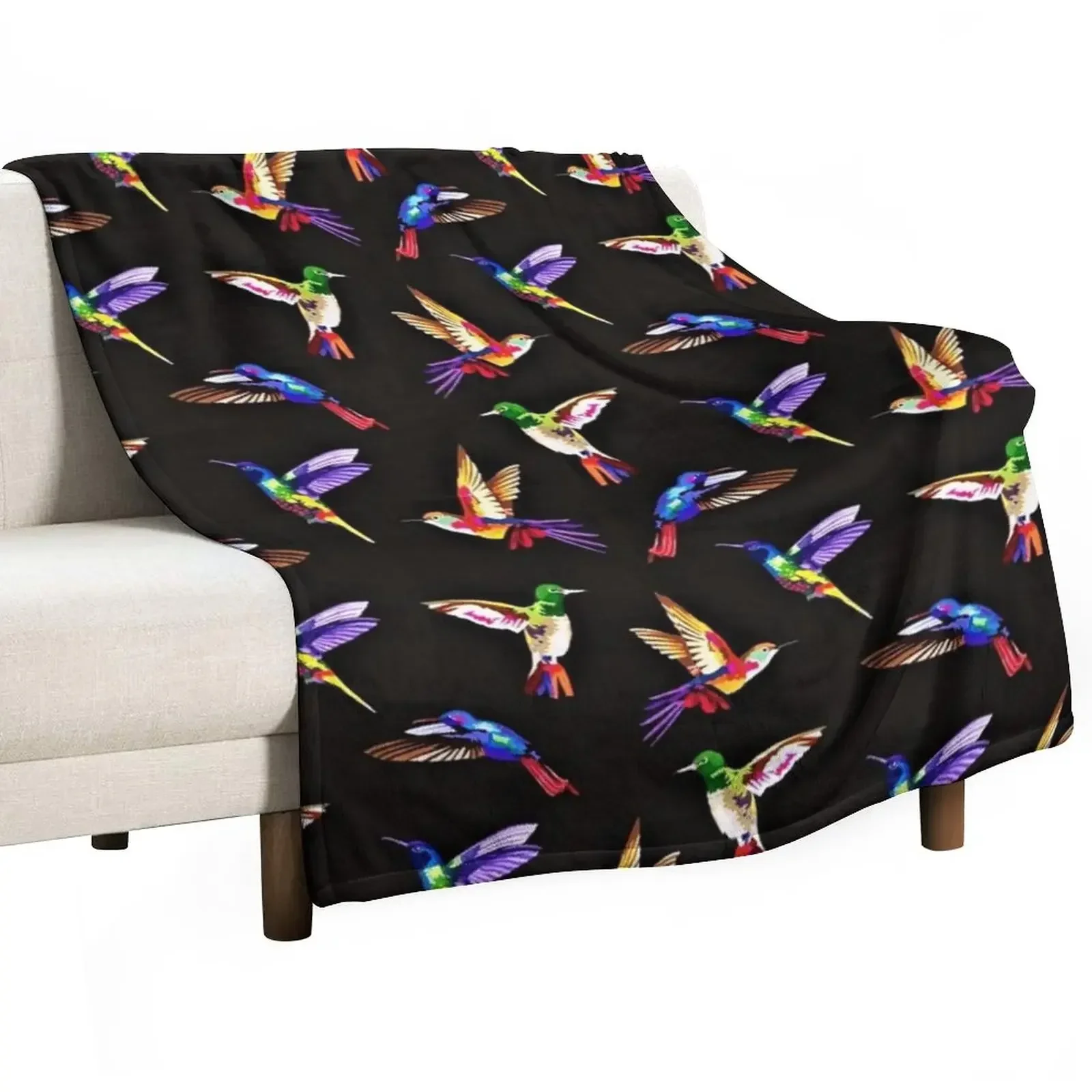 Hummingbirds Throw Blanket Beach Cute Plaid Single Blankets