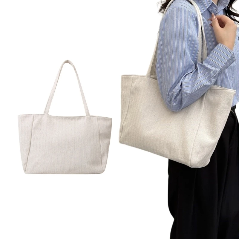 

Women Large Capacity Canvas Tote with Zipper Closure Daily Casual Shoulder Bag Lady Girls All-match Handbag for School Office