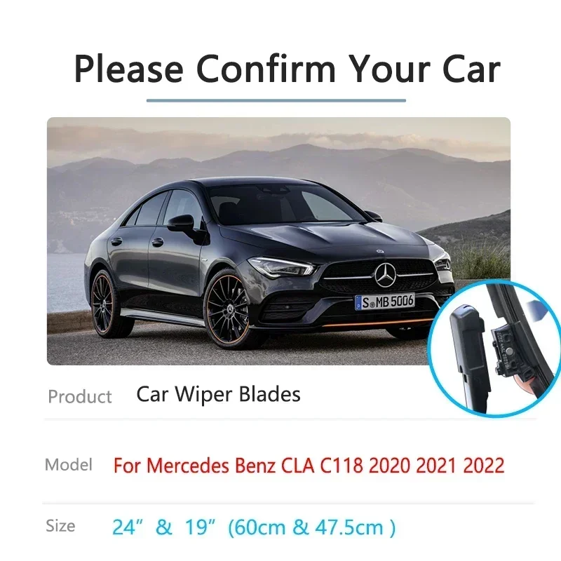 C118สำหรับ Mercedes Benz CLA ที่ตัดใบที่ปัดน้ำฝนกระจกบังลม2020 2021 2022ไร้กรอบสำหรับฤดูหนาวอุปกรณ์เสริมรถยนต์