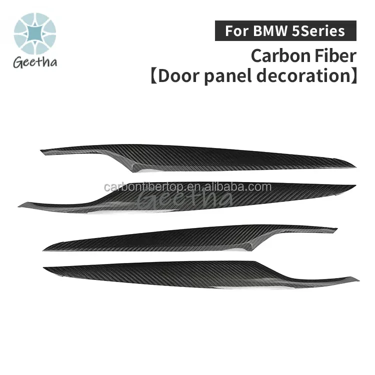 

For ES 4 PCS Car Interior Accessories Black Carbon Fiber Car Part For BMW 5 Series G30 G30 G31 G38 6' G32 GT Inner Door Trim