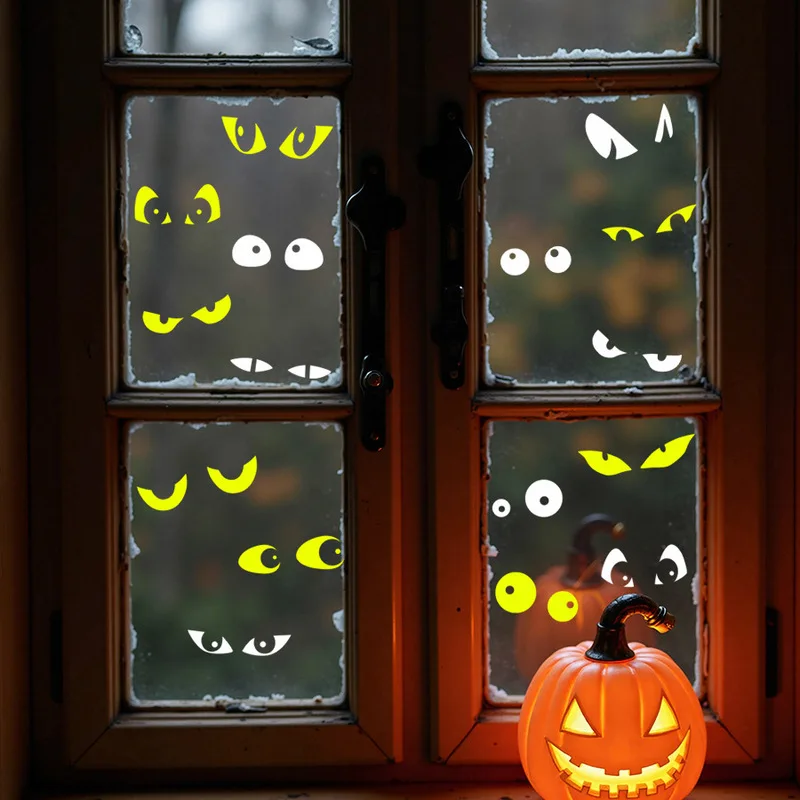 Spooky Peeking Eyes Static Window Cling Self Adhesive Sticker, Creative Halloween Glass Decal, Home Party Scene Decorations