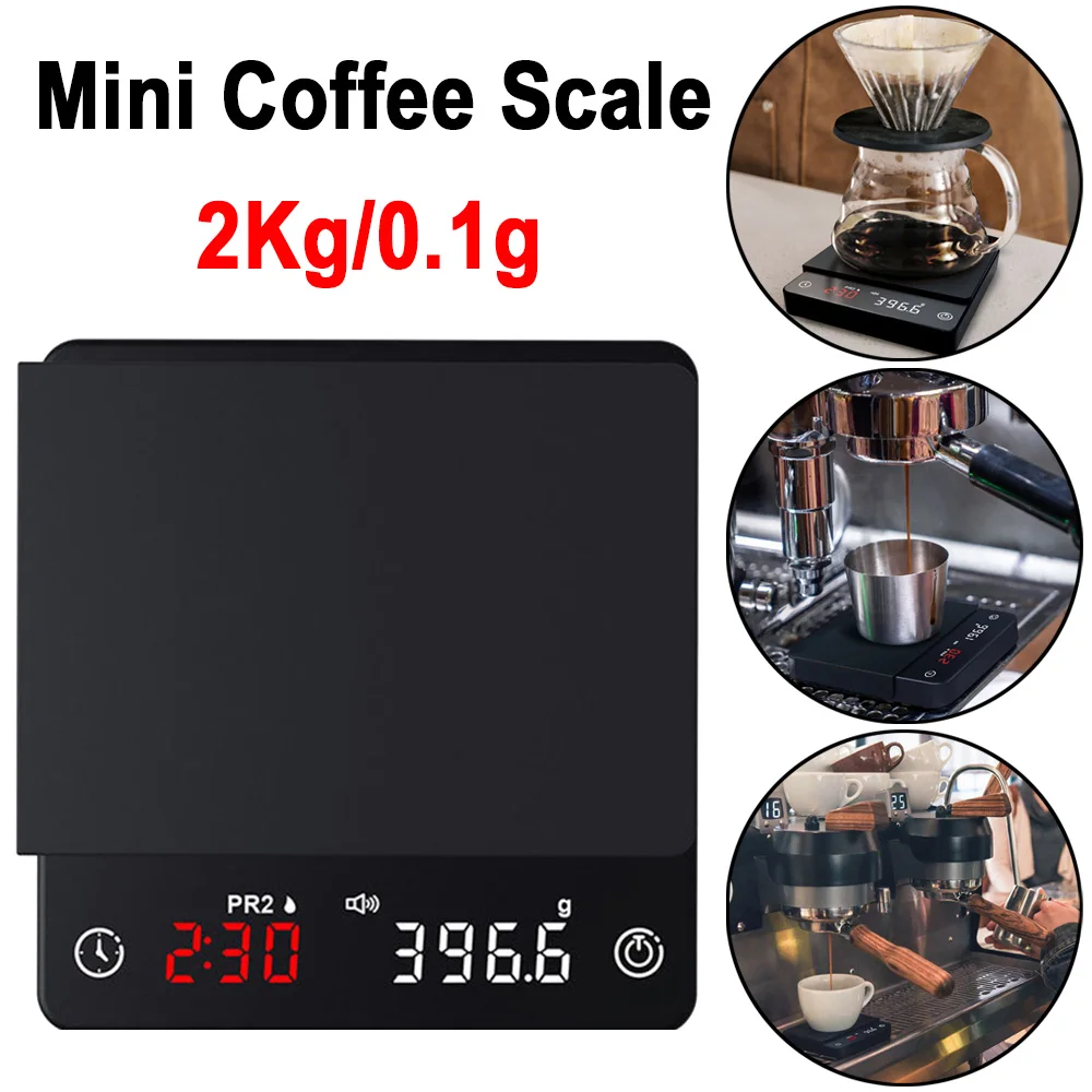 

Coffee Scale 2kg/0.1g High Precision Drip Espresso Scale ith Auto Tare Function Accuracy 0.1g Food Kitchen Electronic Scales