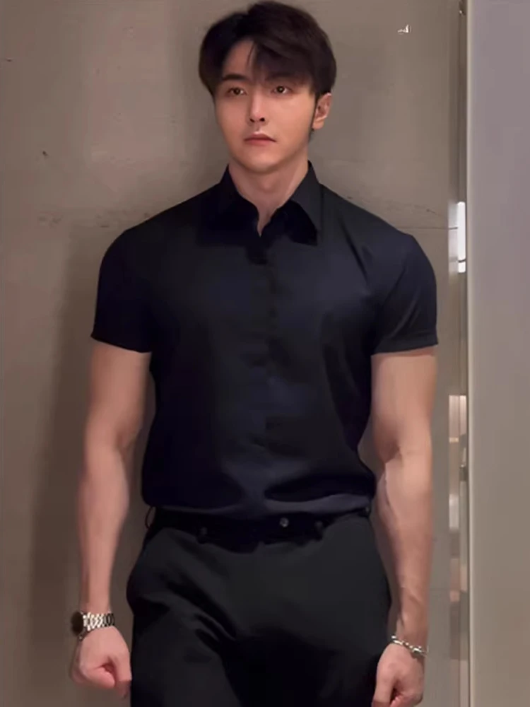 

Summer Thin ort Sve irt Anti-Wrinkle Easy Care Slim Fit Briti Sle Men's Faion Casual irt Classy And Sli