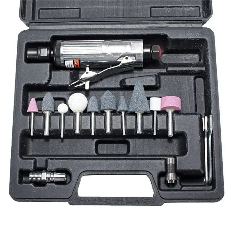A98E-1/4 Inch Car Air Compressor 90Psi Grinder Machine Tirel Rotary Stone Tool Kit High-Speed Polishing Pneumatic Tool