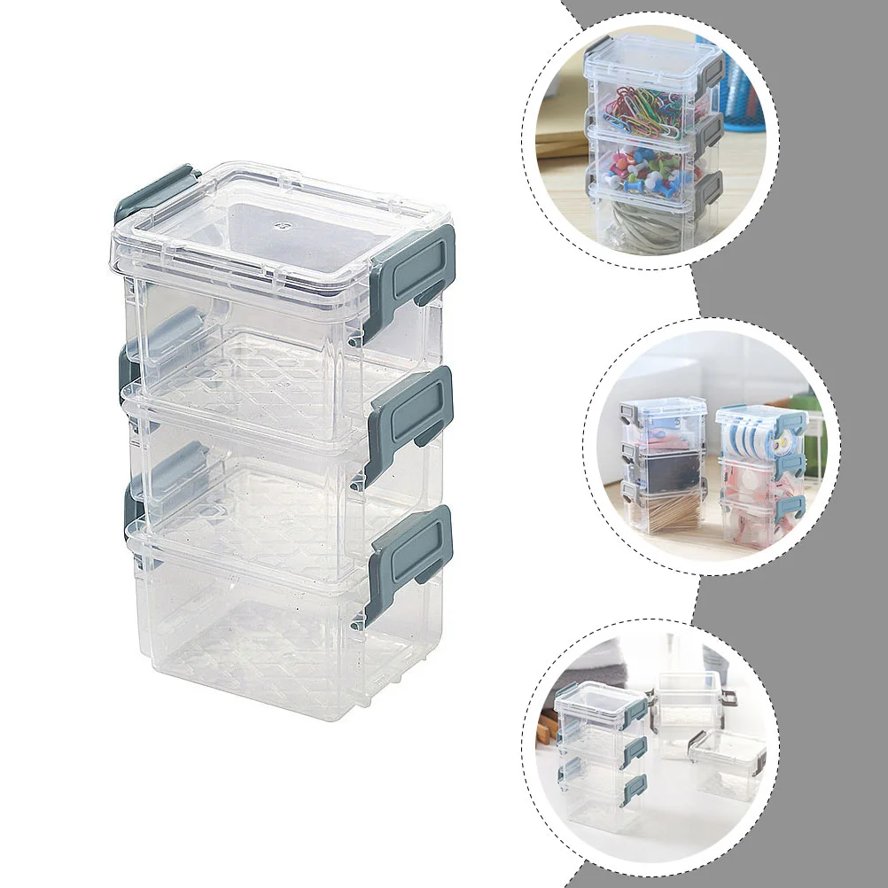 6 Pcs Transparent Storage Box Desk Organizer Case Bins Sundries Container Plastic Jewelry Desktop Makeup Toy