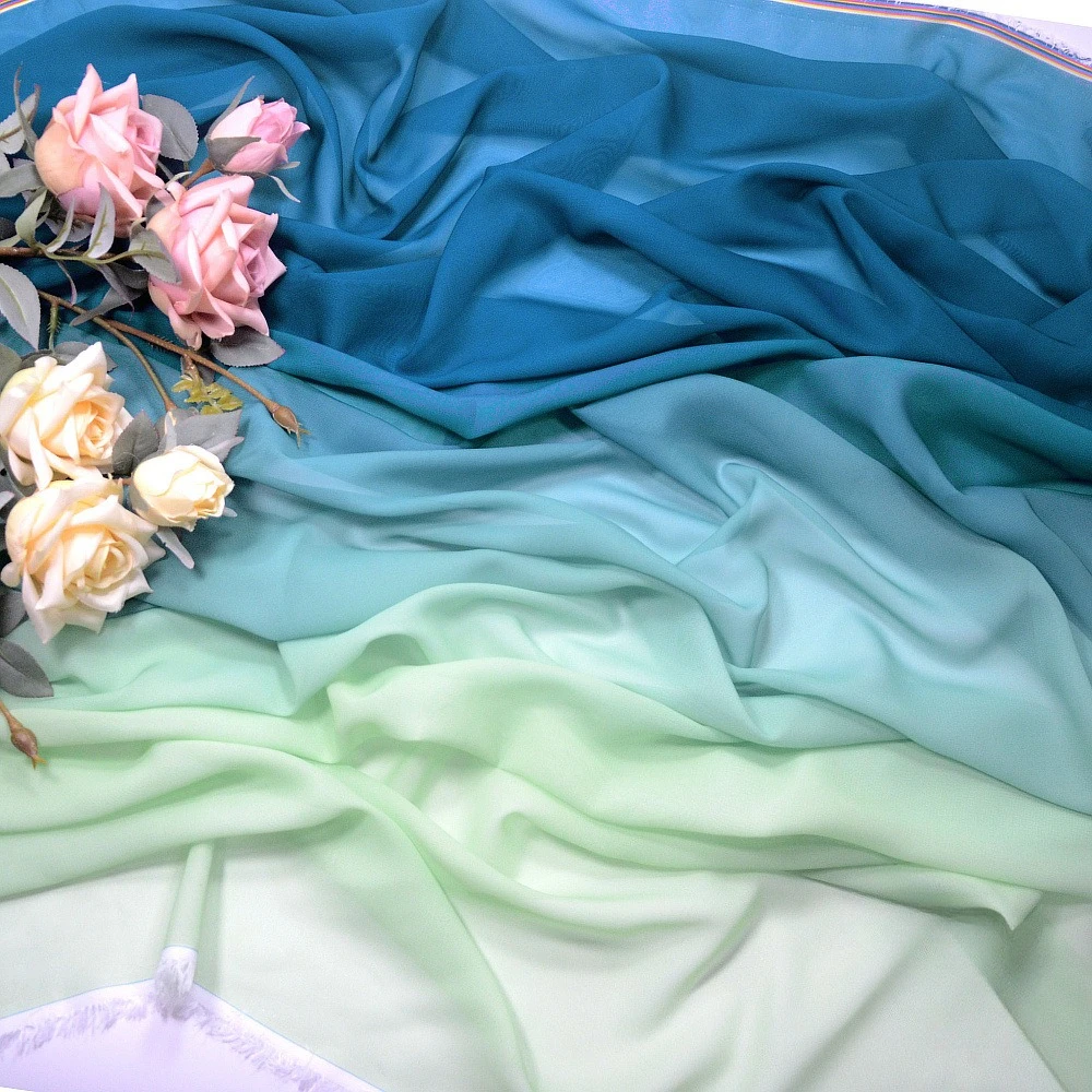 Mistlace Gradient Coffin 100D Single Side Printed Fabric Pleated Cloth Sirt Dance Costum Dress Doll Clothes Fabric C 213