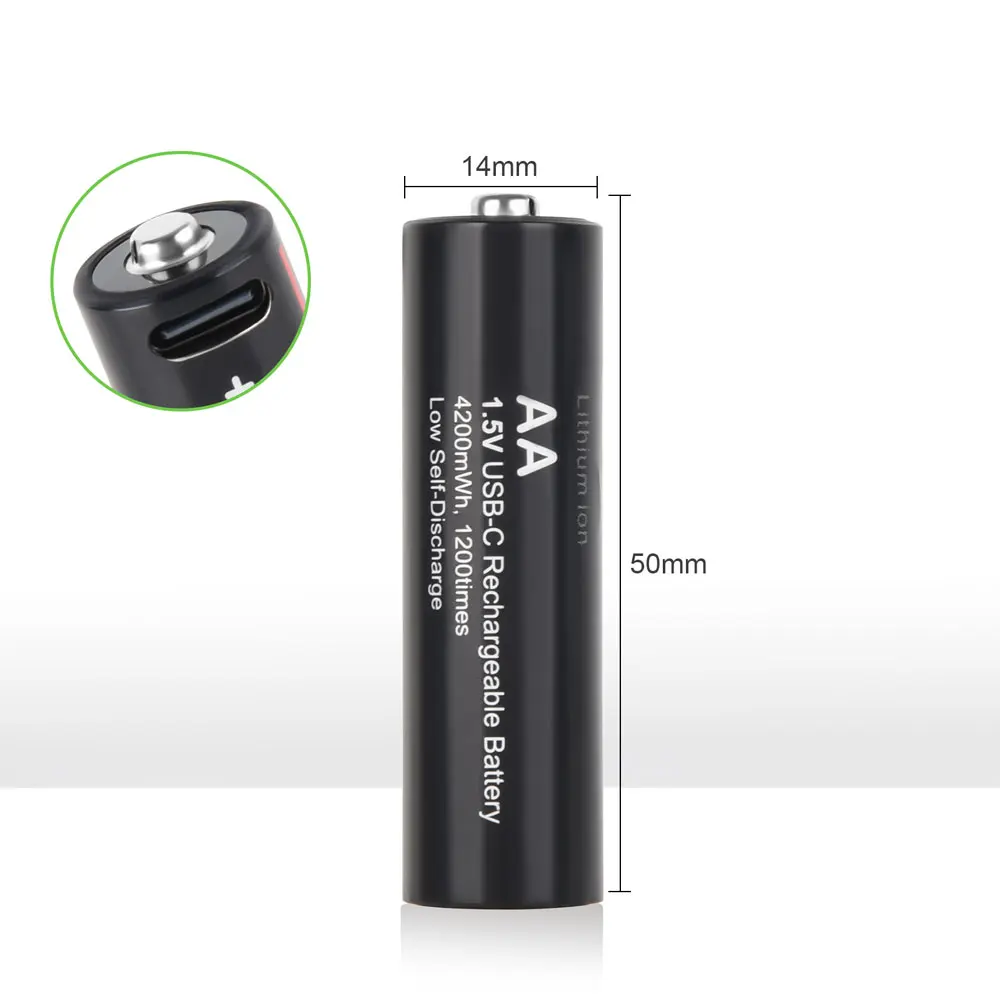 Soshine 1.5V 4200mWh Aa Rechargeable Batteries USB Lithium Battery Aa Rechargeableor Mouse Remote Control Toy Car Game Machine