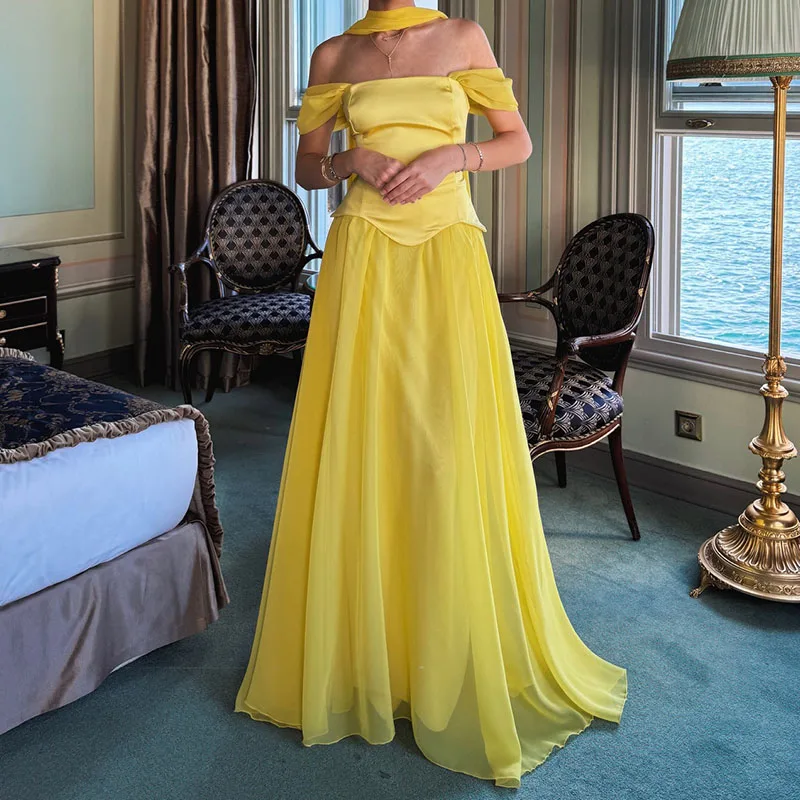 Damesmode splitsen gedrapeerde effen lange jurk sexy backless taille feestjurk elegante off-shoulder korte mouw jurken jurk