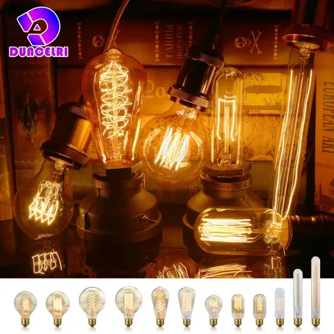 E27 Edison Light Bulb 220V 40W ST64 A19 A60 G80 G95 T10 T45 T185 Retro Filament Incandescent Ampoule Bulb Vintage Edison Lamps