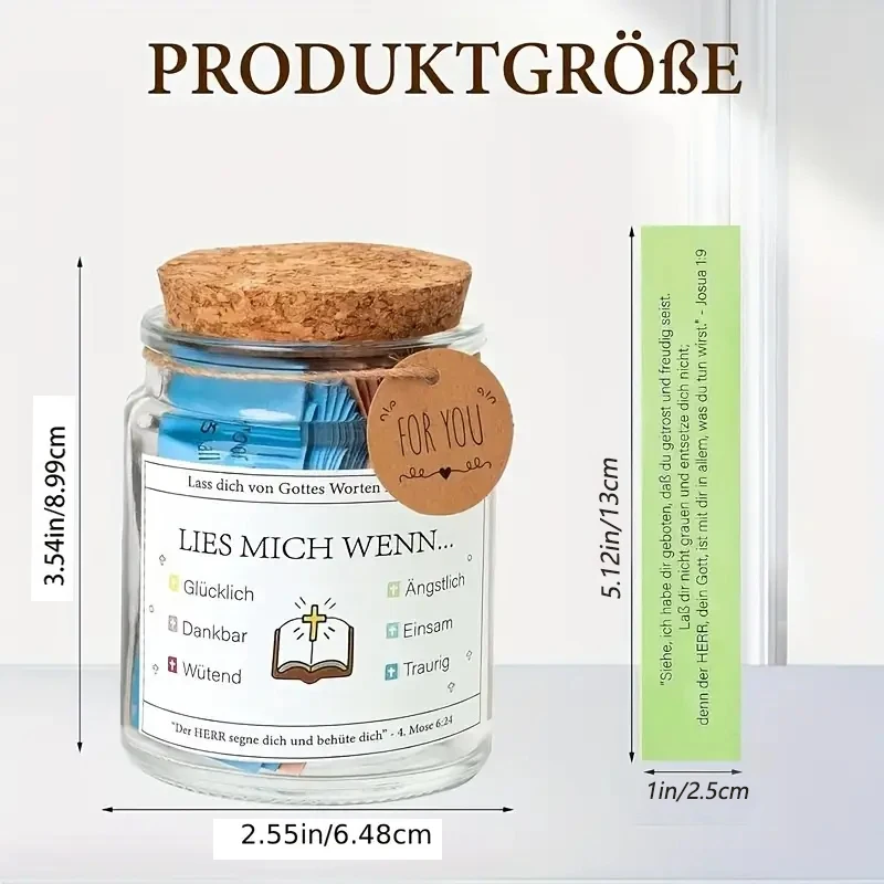1pc German Bible Verse Jar Containing 90 Scripture Verses, Featuring Decorative Themes Centered on Christ
