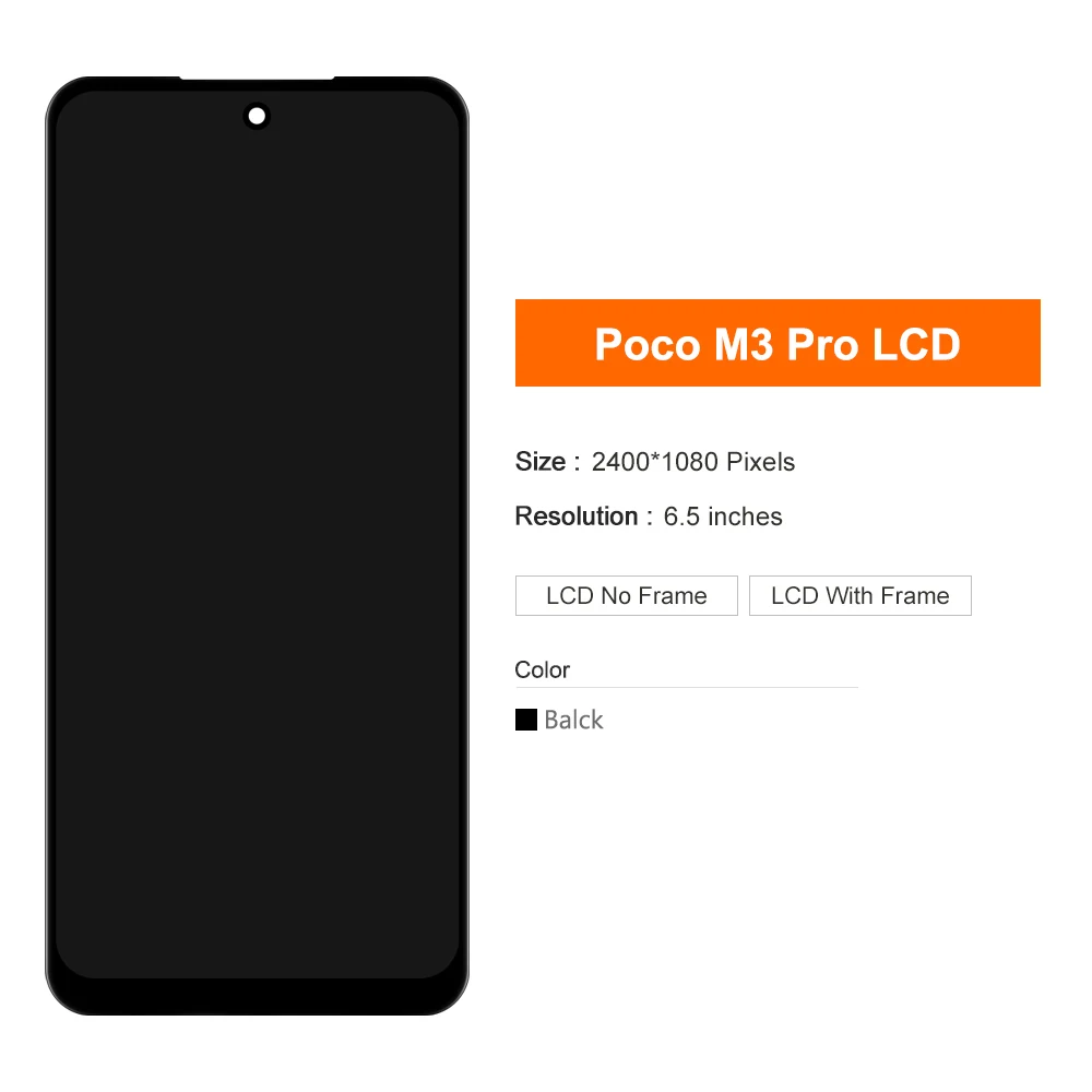 Pantalla táctil LCD de 6,5 pulgadas para móvil, montaje de digitalizador con marco para Xiaomi Poco M3 Pro 5G, M2103K19PG, M2103K19PI