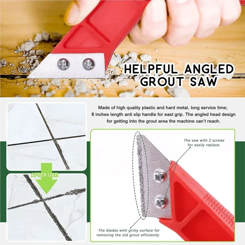 22 Pcs Grout Removal Tools Set Grout Hand Saw Ceramic Tile Joint Cleaning Brush Caulking Edge for Floor Kitchen Hand Tool Set