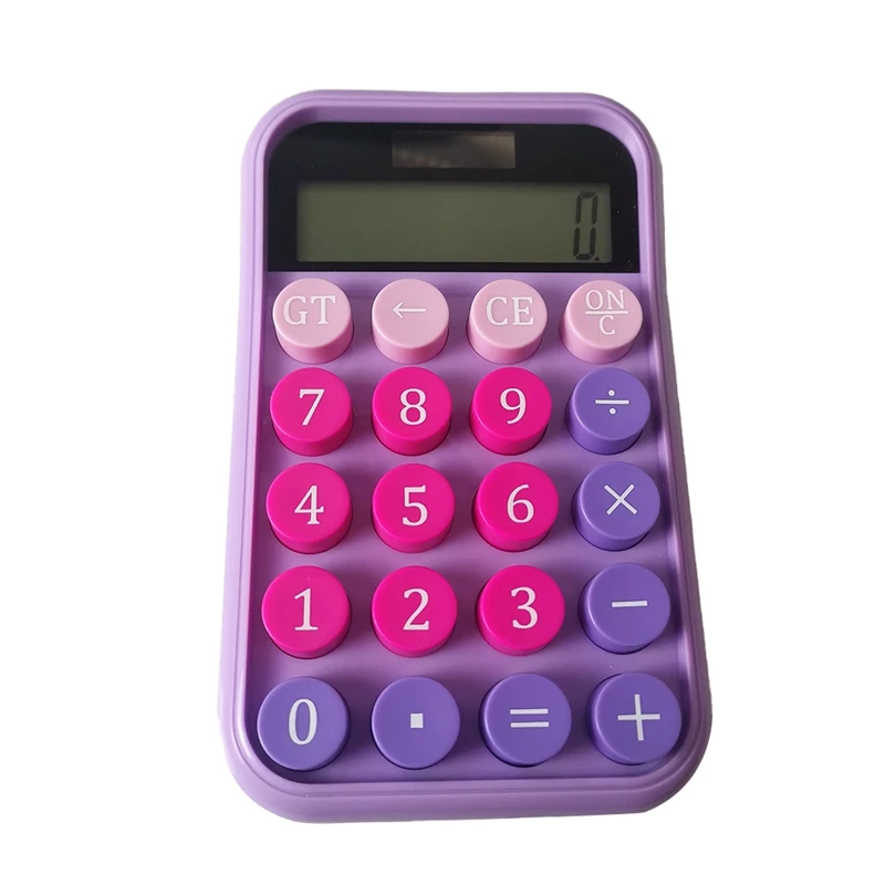 HOT-Mechanical Switch Calculator LCD Display Purple Calculator Big Buttons Mechanical Calculator