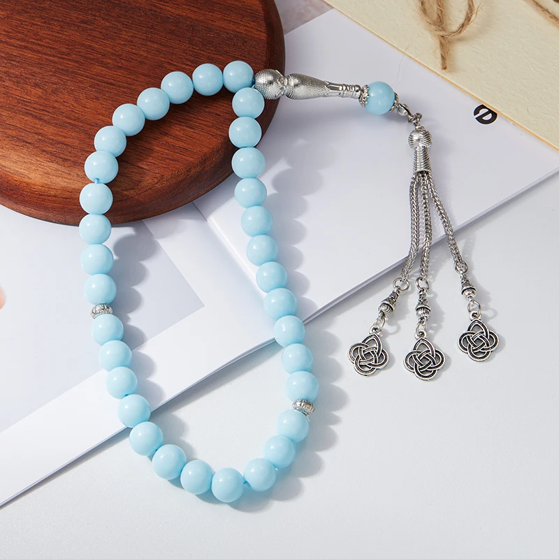 الأزرق أنيقة المرأة مجوهرات مطرزة عقدة ختم قلادة مجوهرات مسبحة مسلم الصلاة اليد سلسلة شرابة الإسلامية الشرق الأوسط #4