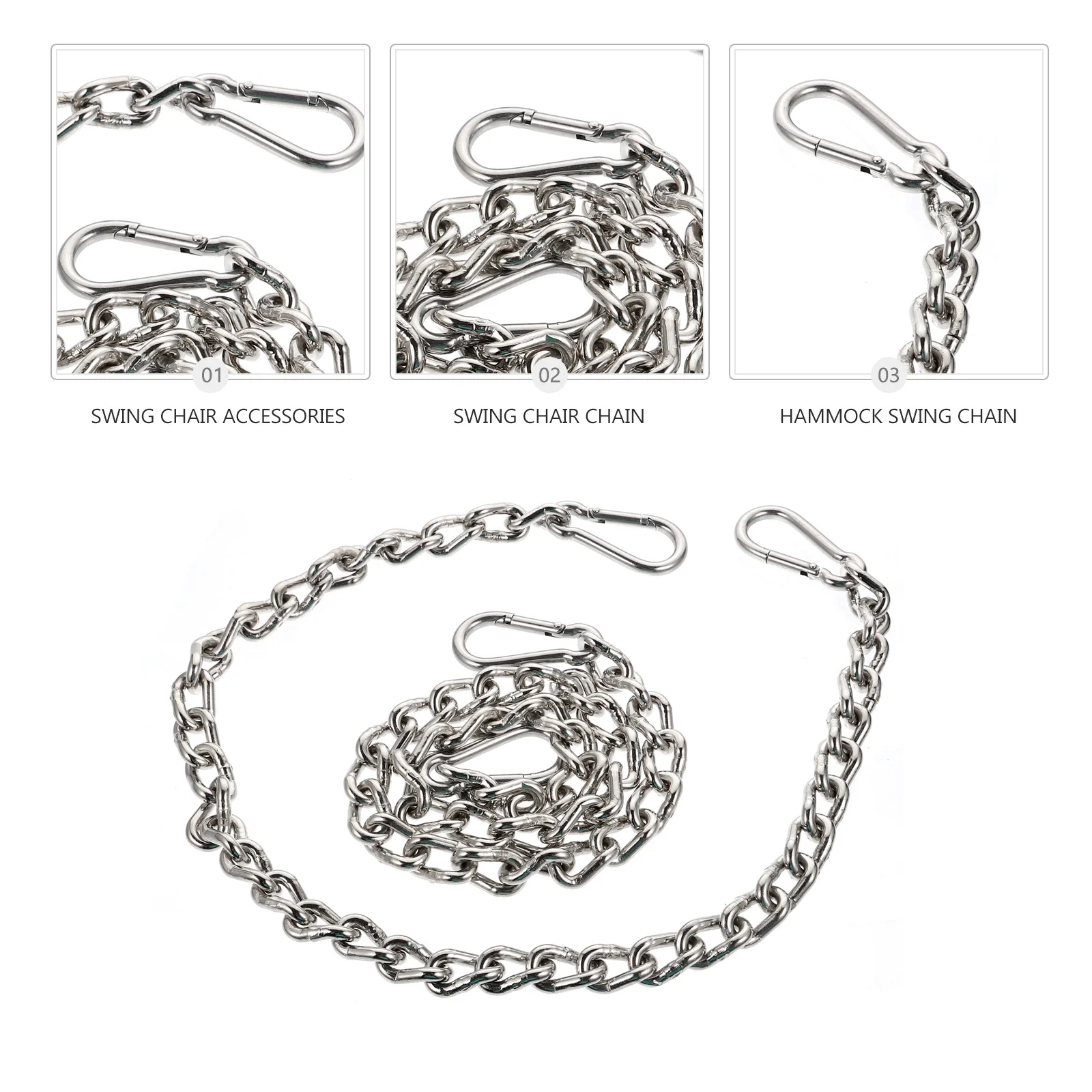 

2pcs Stainless Steel Heavy Duty Chain For Swing Chair Hammock Outdoor Hanging Seat Support Hanging Accessories