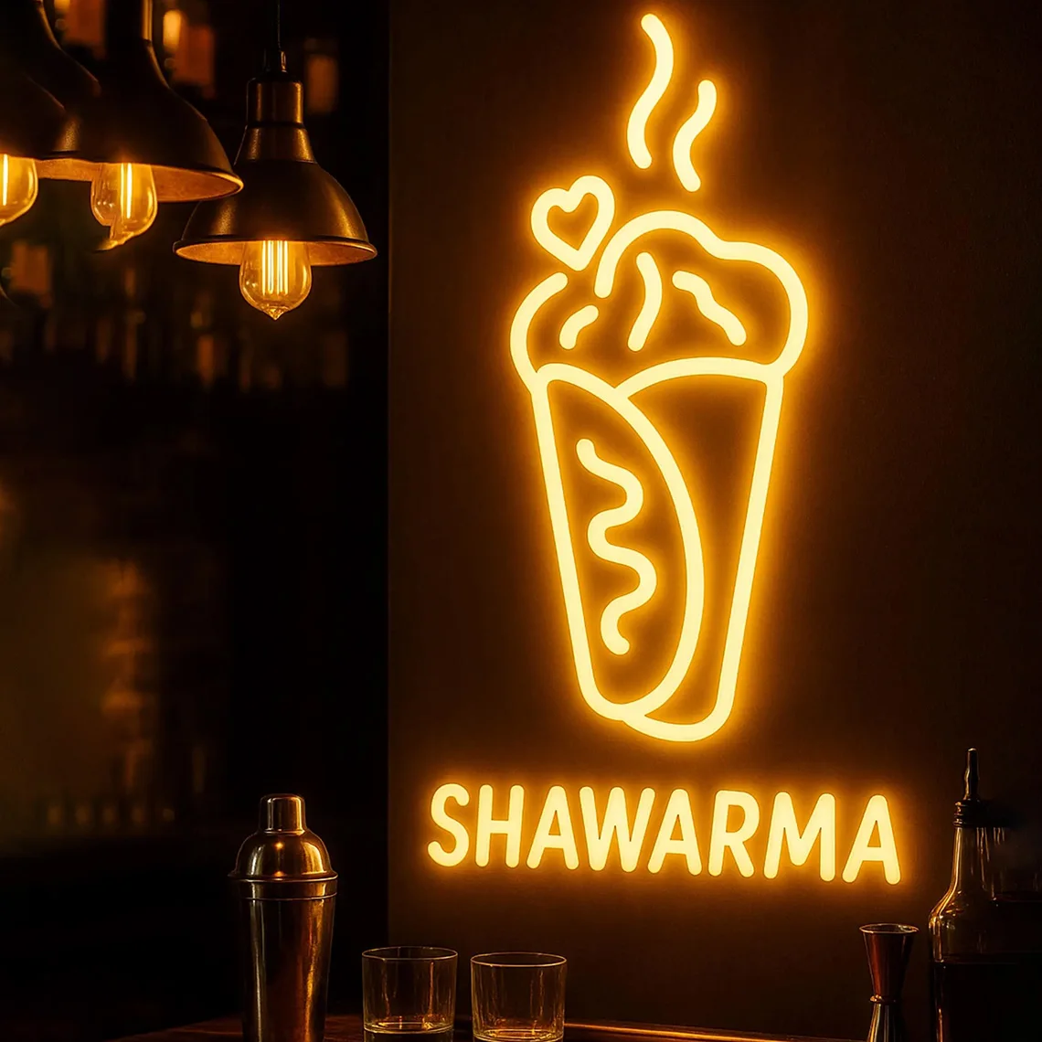 Shawarma Neon Sign Food Restaurant Neon Art Wall Decor