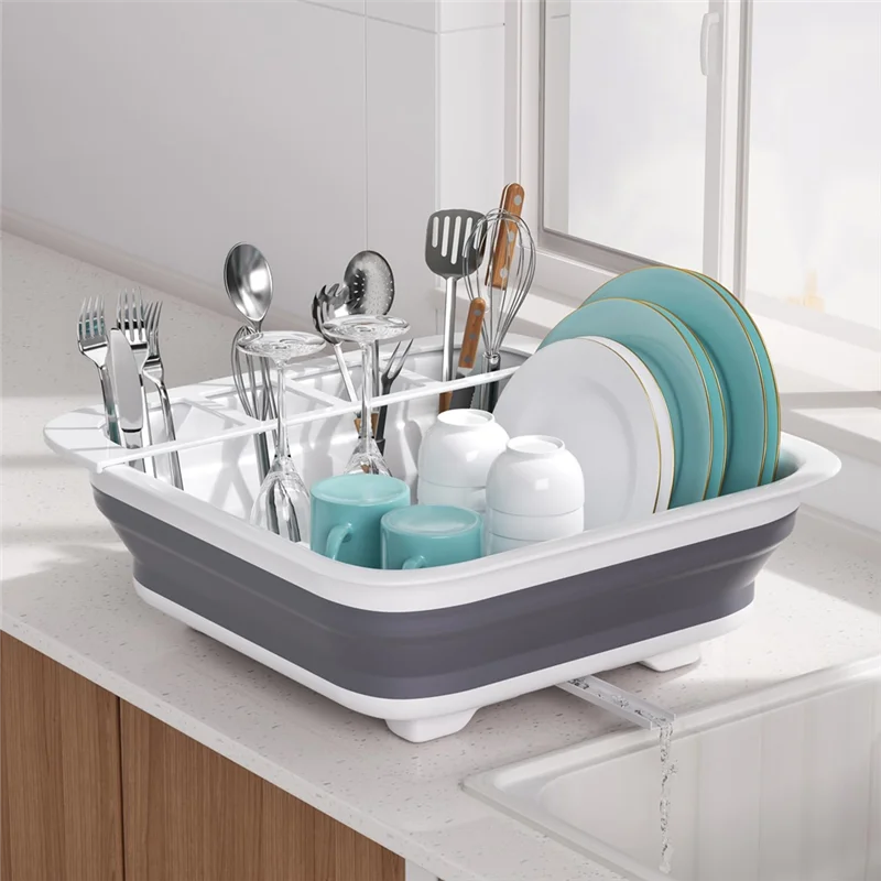 A88E-Portable Foldable Dish Rack Kitchen Drainer For Dishes With Drying Shelf,Home Essential
