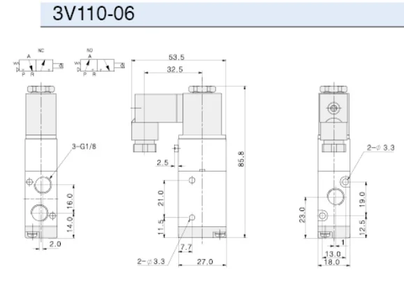 3V Series Two-Position Three Way Single Electronic Control 3v110-06 3v210-08 3v310-10 3v410-15dc24v