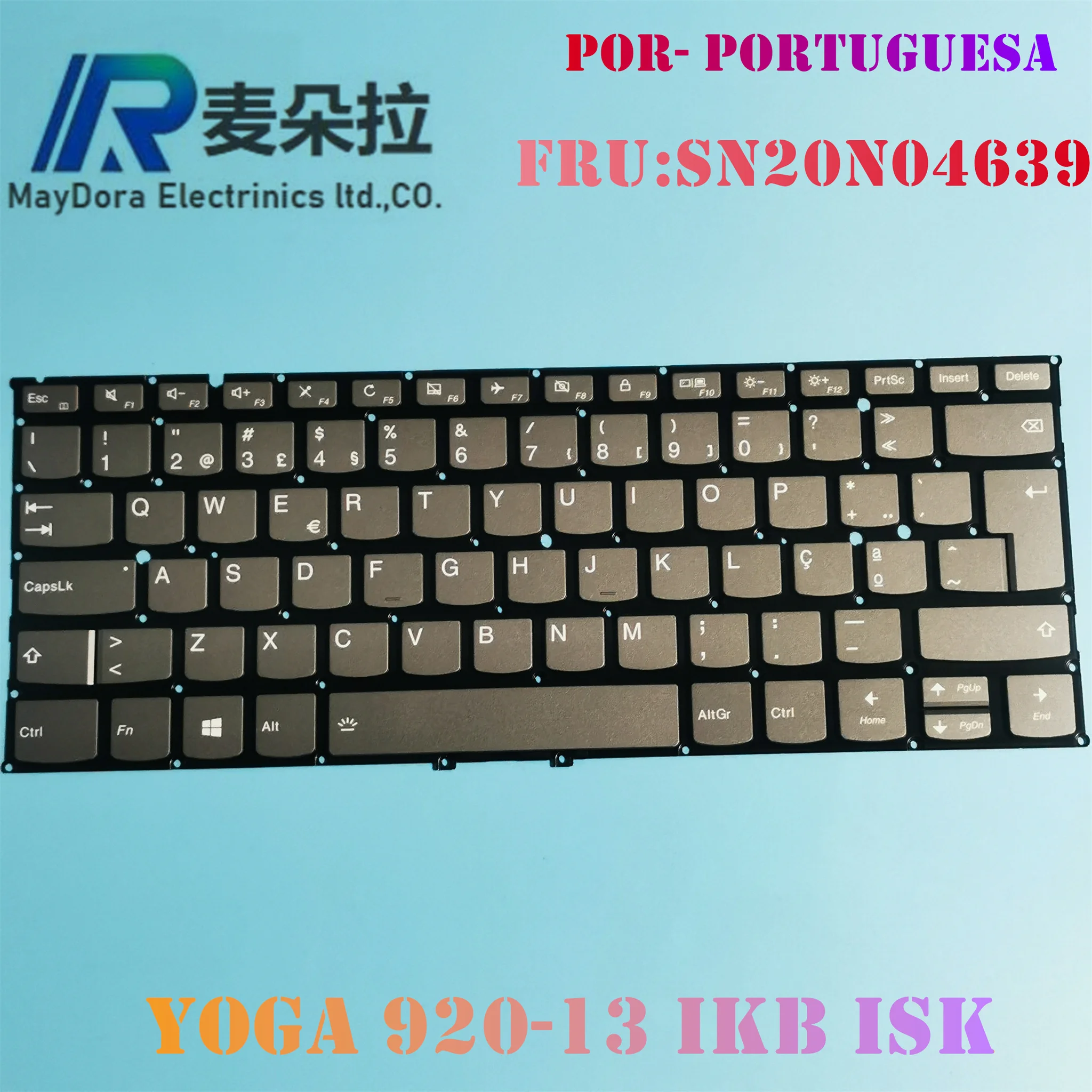 

Новая португальская клавиатура с подсветкой для Lenovo Yoga 920-13ISK YOGA 920-13IKB, серая, SN20N04639