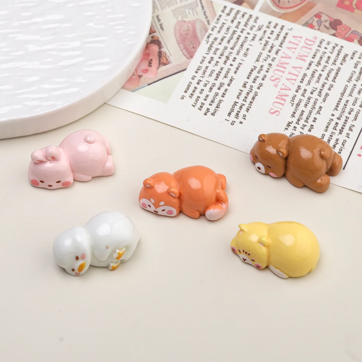 5 قطع من إكسسوارات الراتنج الكرتونية من مينيسو للاستلقاء على شكل ثعلب يمكنك صنعها بنفسك علبة غير المرغوب فيها دلايات مصنوعة يدويًا من مواد صغيرة لمستلزمات الحرف اليدوية والمجوهرات #2