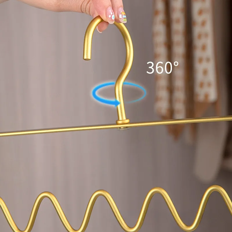 Wardrobe Space Saver Scarf Hanging Rack Double-layer Wave Shaped Anti Slip Sling Storage Racks Aluminum Alloy Clothes Hangers