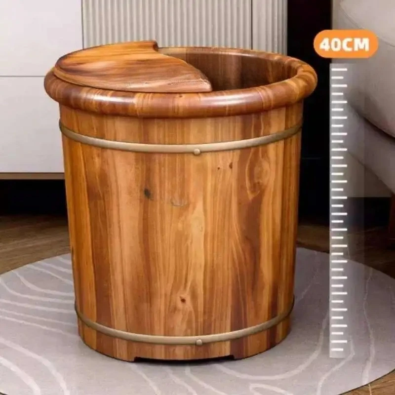 

Foot Bath Tub Wooden Carbonized Bucket Home Solid Wood Health Heat Preservation Portable Bathtub